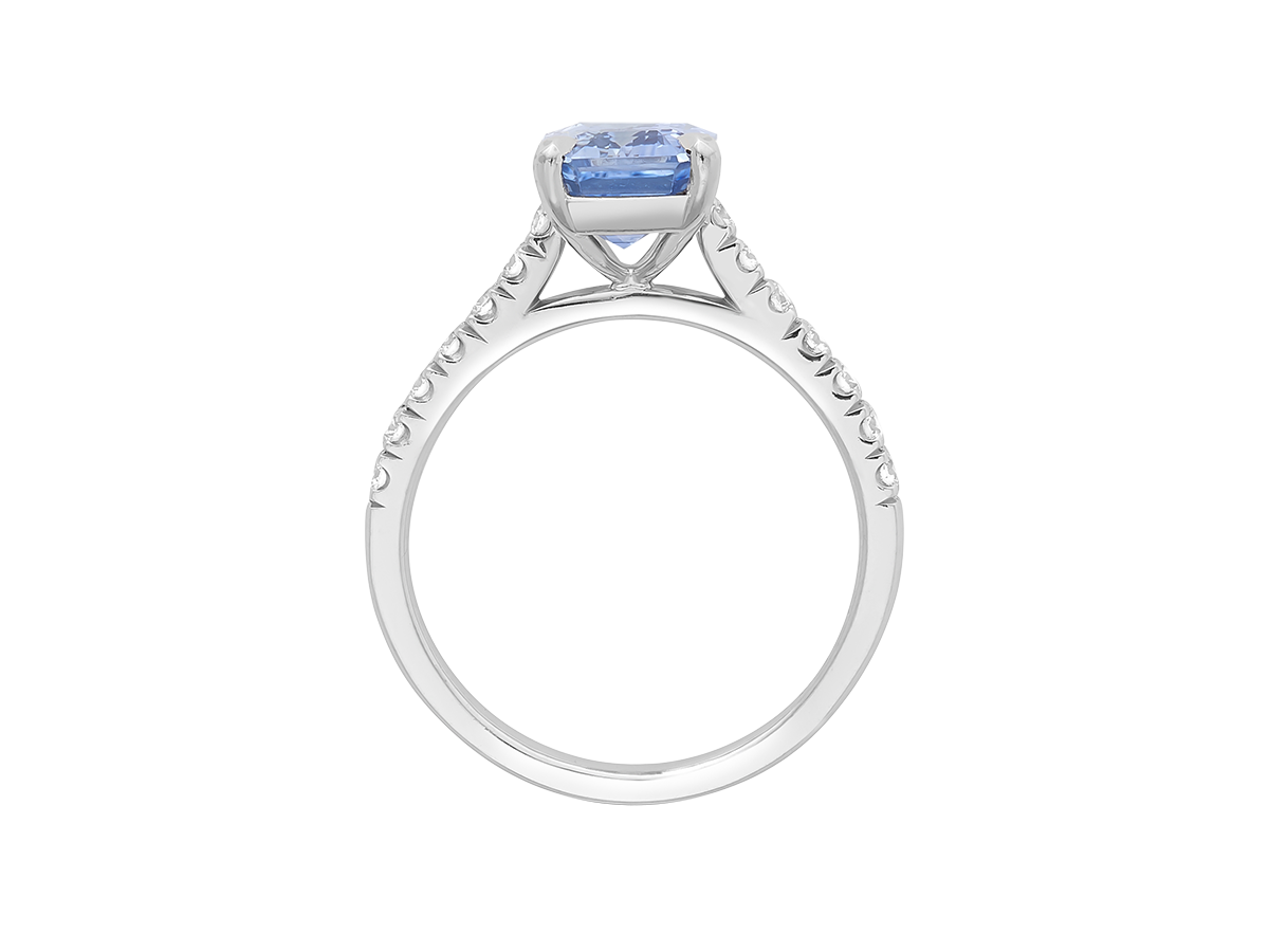 Gem view of Ceylon Sapphire Engagement Ring