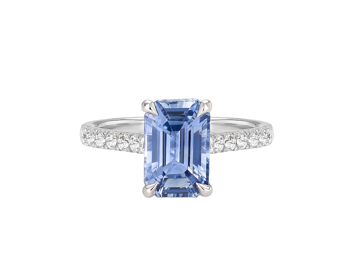 Gem view of Ceylon Sapphire Engagement Ring