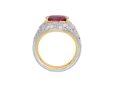 Front view of A.G custom random pave diamond and Ruby