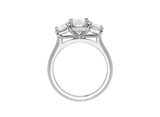 Front view of A.G radiant cut trilogy with half round band.