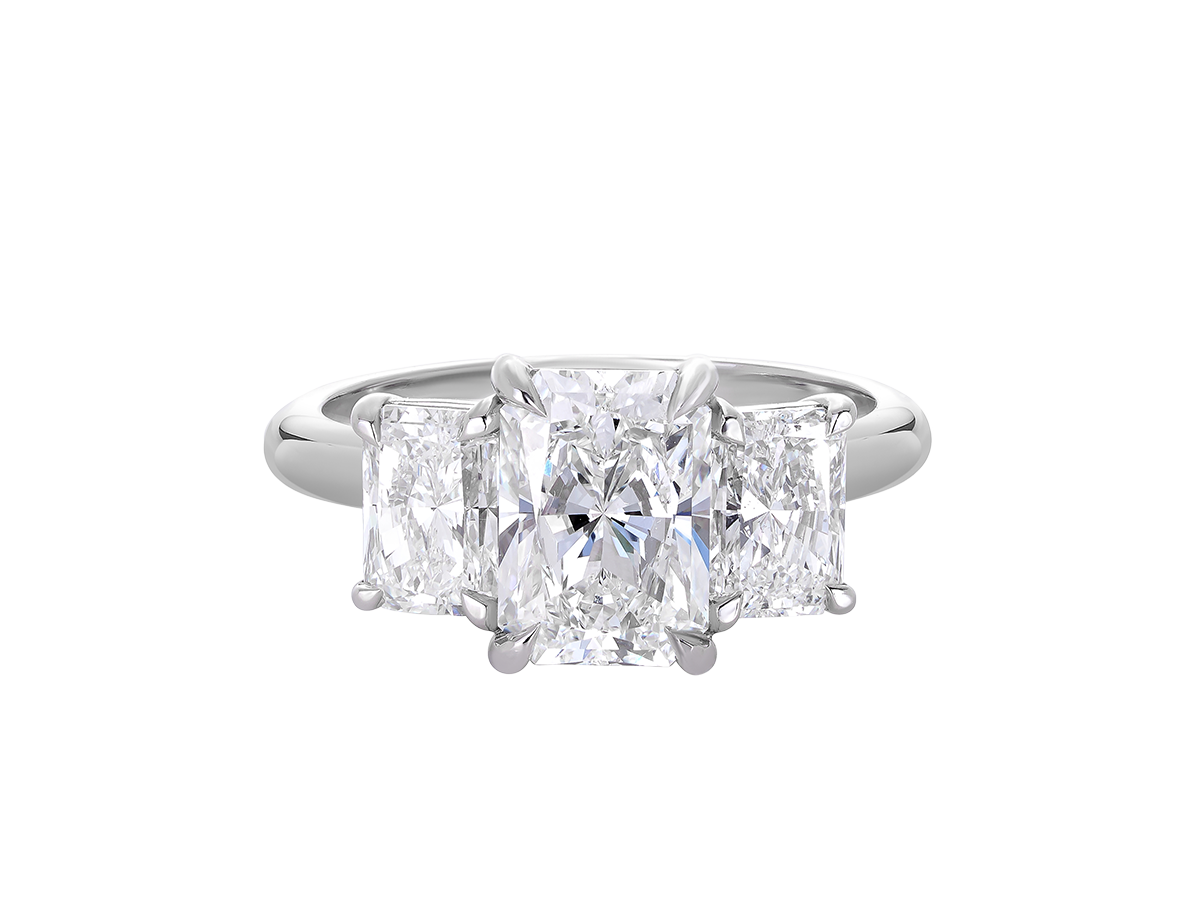 A.G radiant cut trilogy with half round band.
