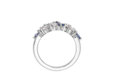 Front view of A.G Blue Sapphire and Diamond Cluster Band