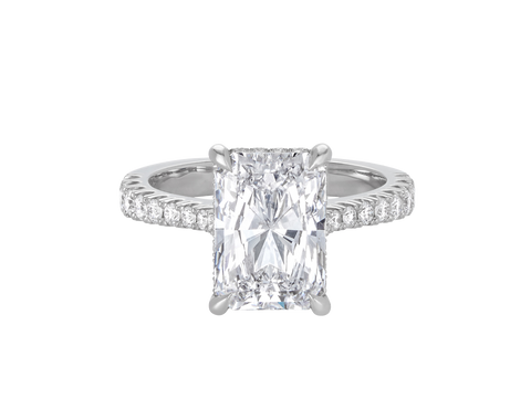 A.G 3.01ct radiant cut diamond engagement ring.