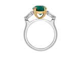 Front view of A.G Cushion Cut Emerald with Pear Cut Diamonds ring