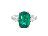 A.G Cushion Cut Emerald with Pear Cut Diamonds ring
