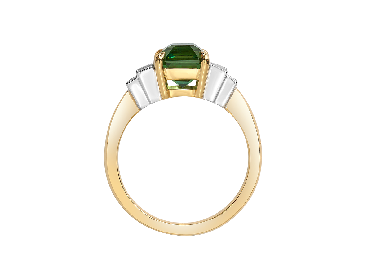 A.G tourmaline and diamond step style ring