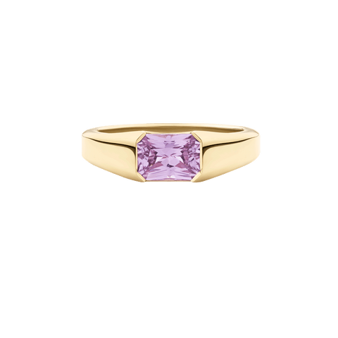 Radiant Cut Pink Sapphire Signet Ring
