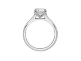Side view of A.G cushion cut solitaire with a round profile band.