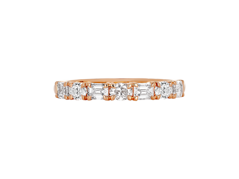 A.G Designer Jeweller signature custom made and designed emerald and oval cut alternating diamond half eternity band.