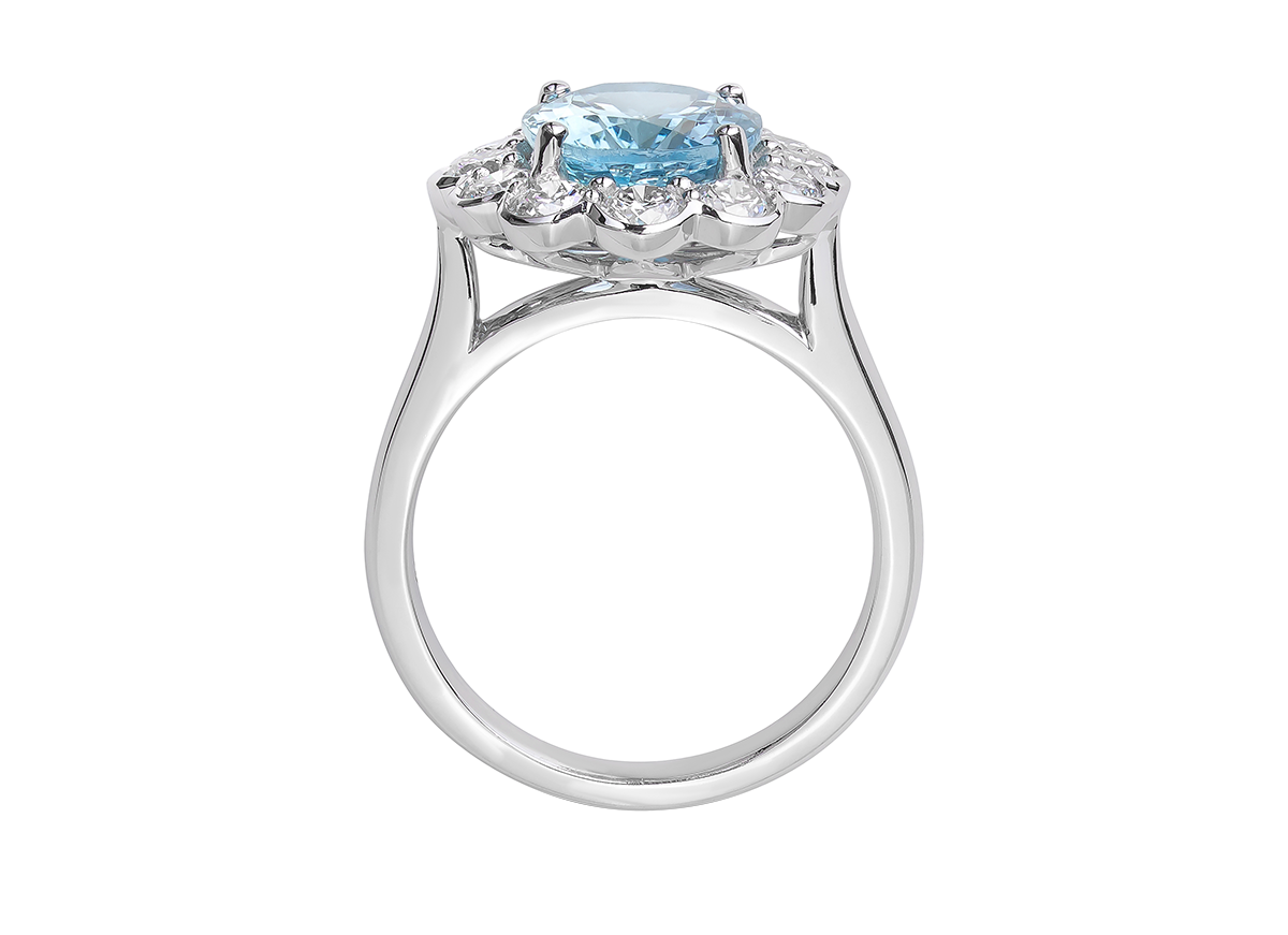 Gem view of Aquamarine Cluster Ring