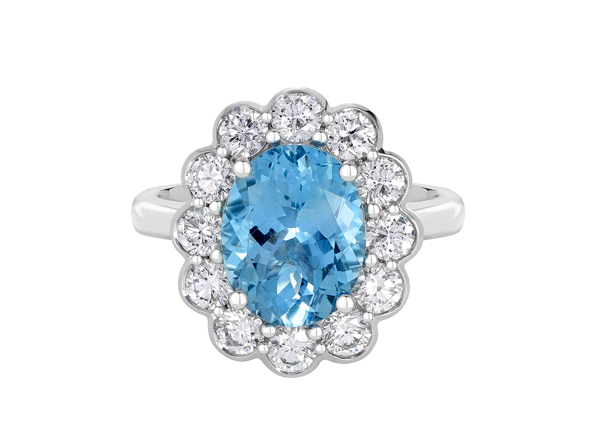 Gem view of Aquamarine Cluster Ring