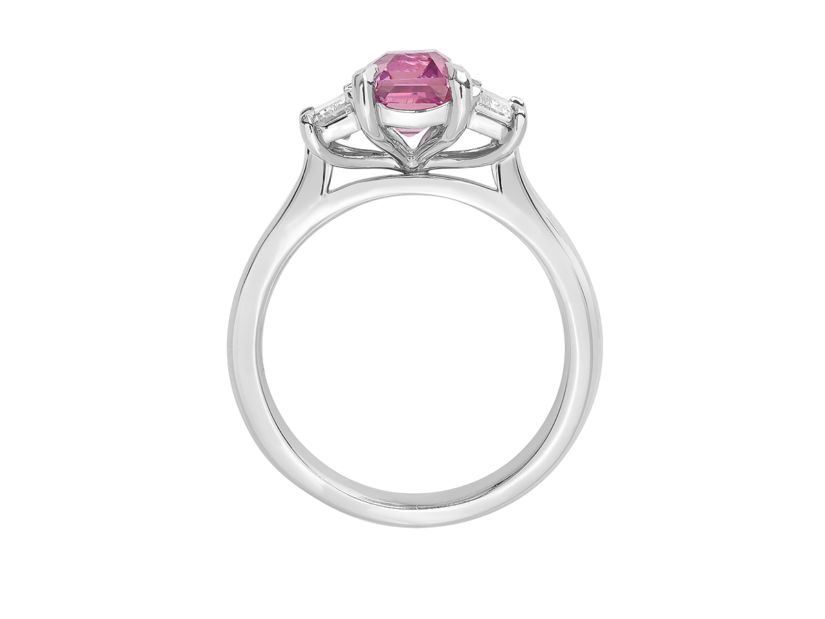Pink Sapphire and Diamond Trilogy Ring