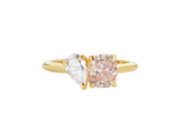 A.G 1.56ct cushion cut champagne diamond and 0.52ct pear cut diamond ring