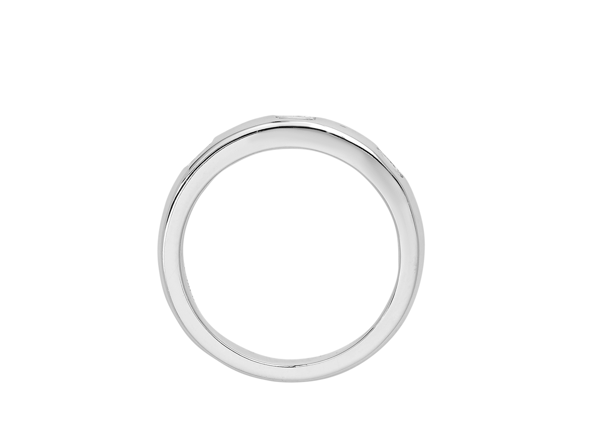 A.G hammer set emerald cut wedding band in Silver.
