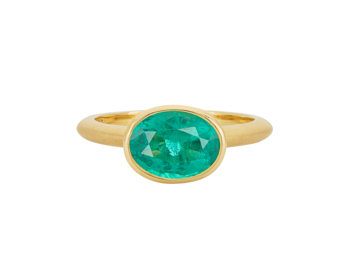 A.G 1.79ct oval cut Zambian emerald ring