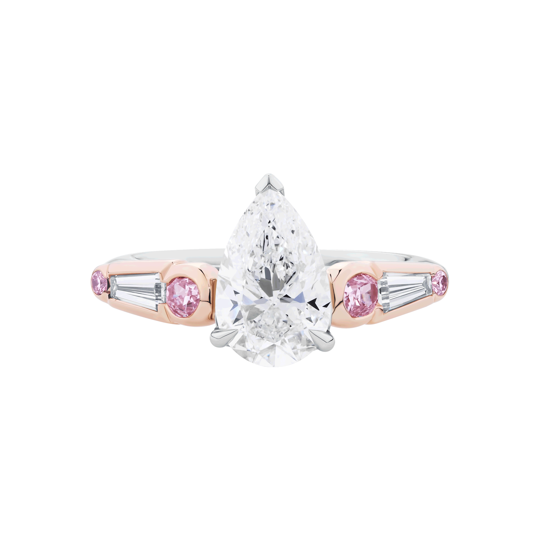 Pear Cut Diamond and Pink Diamond Ring