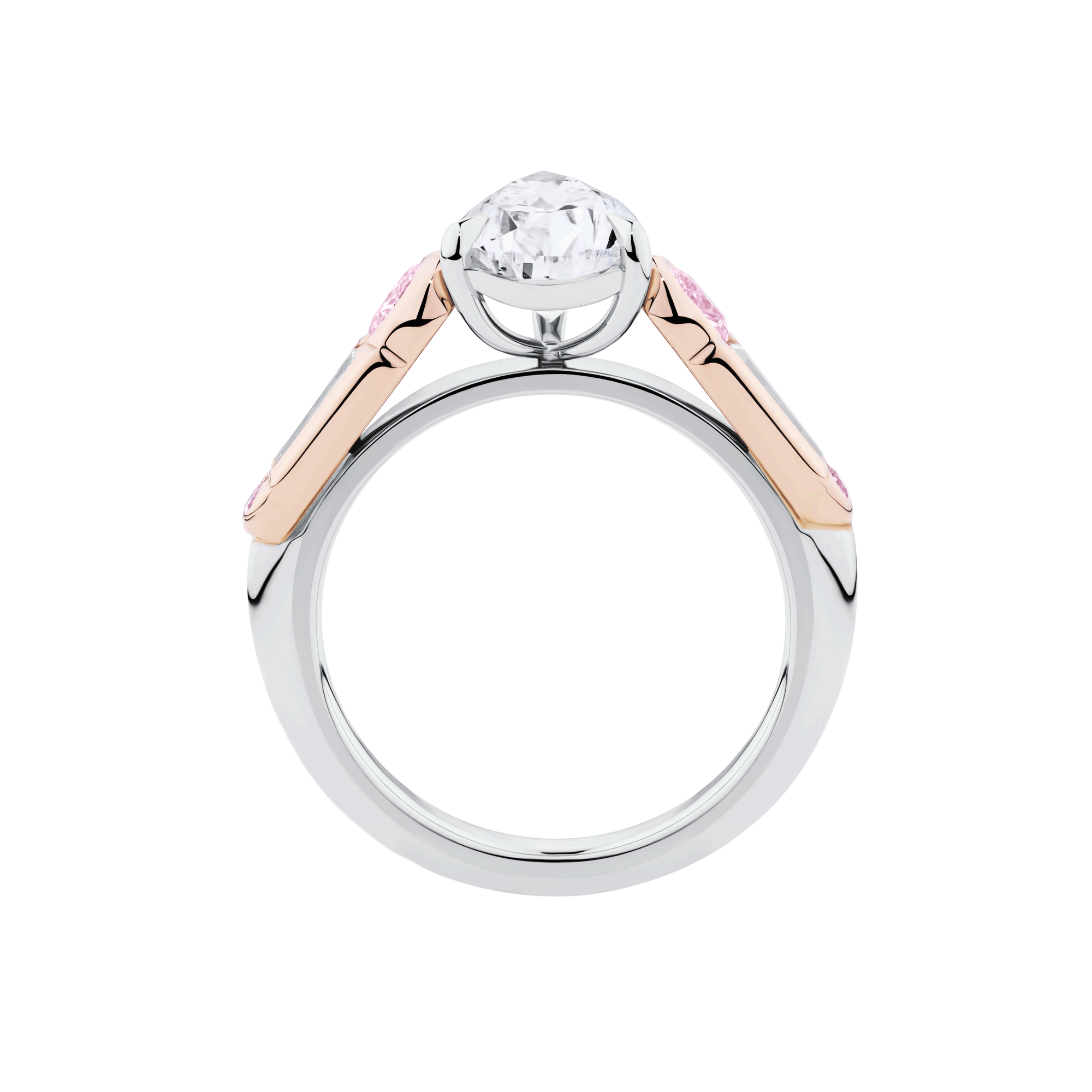 Pear Cut Diamond and Pink Diamond Ring