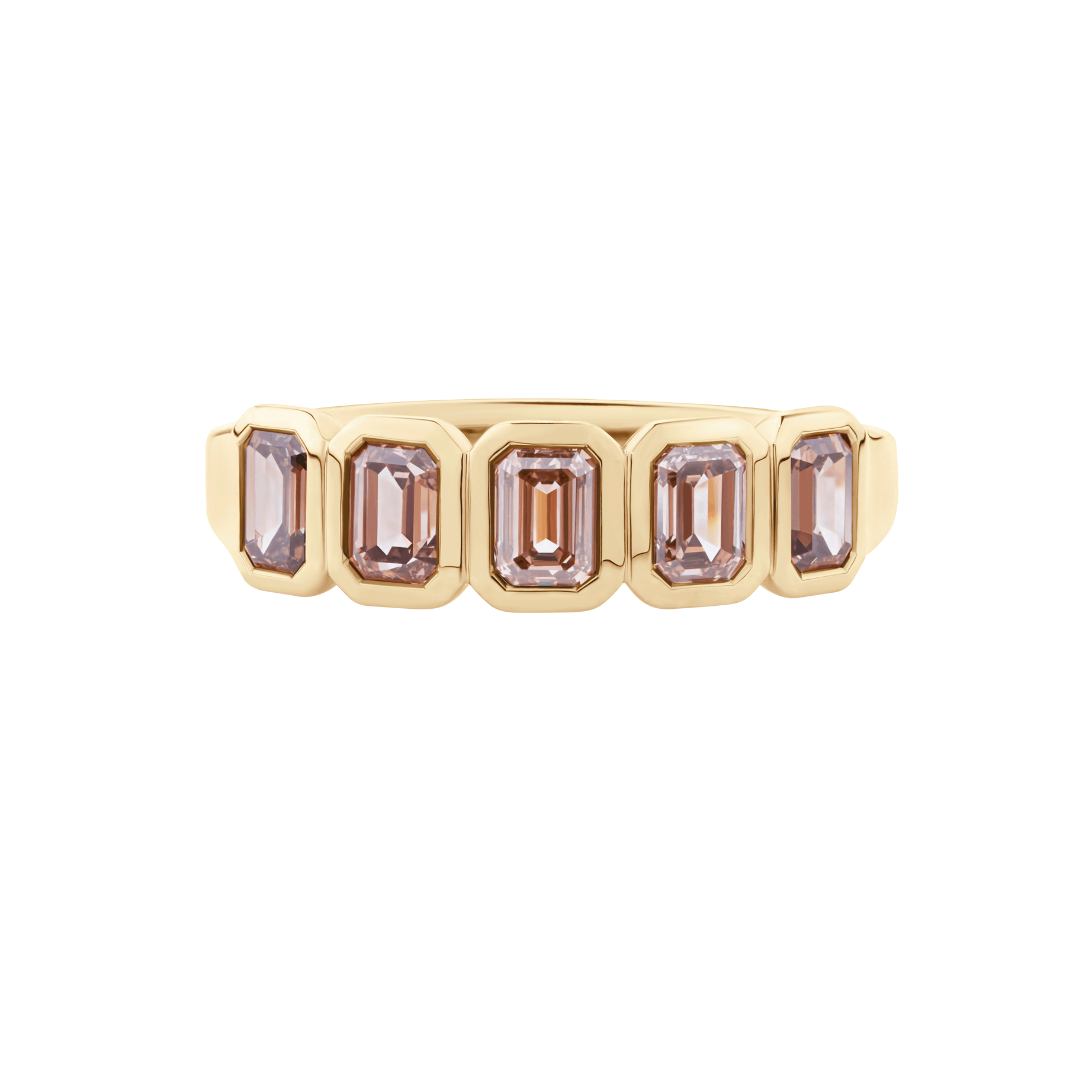 Emerald Cut Champagne Diamond Bezel Eternity Band