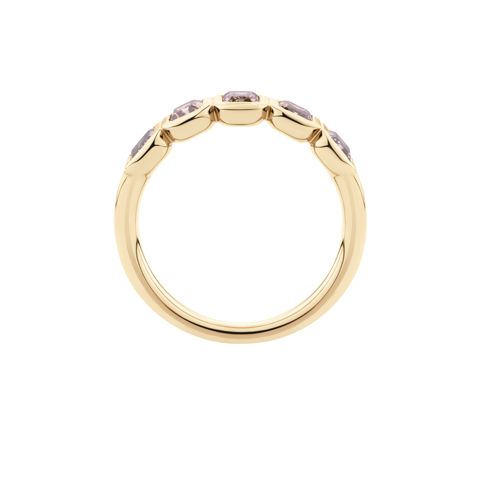 Emerald Cut Champagne Diamond Bezel Eternity Band