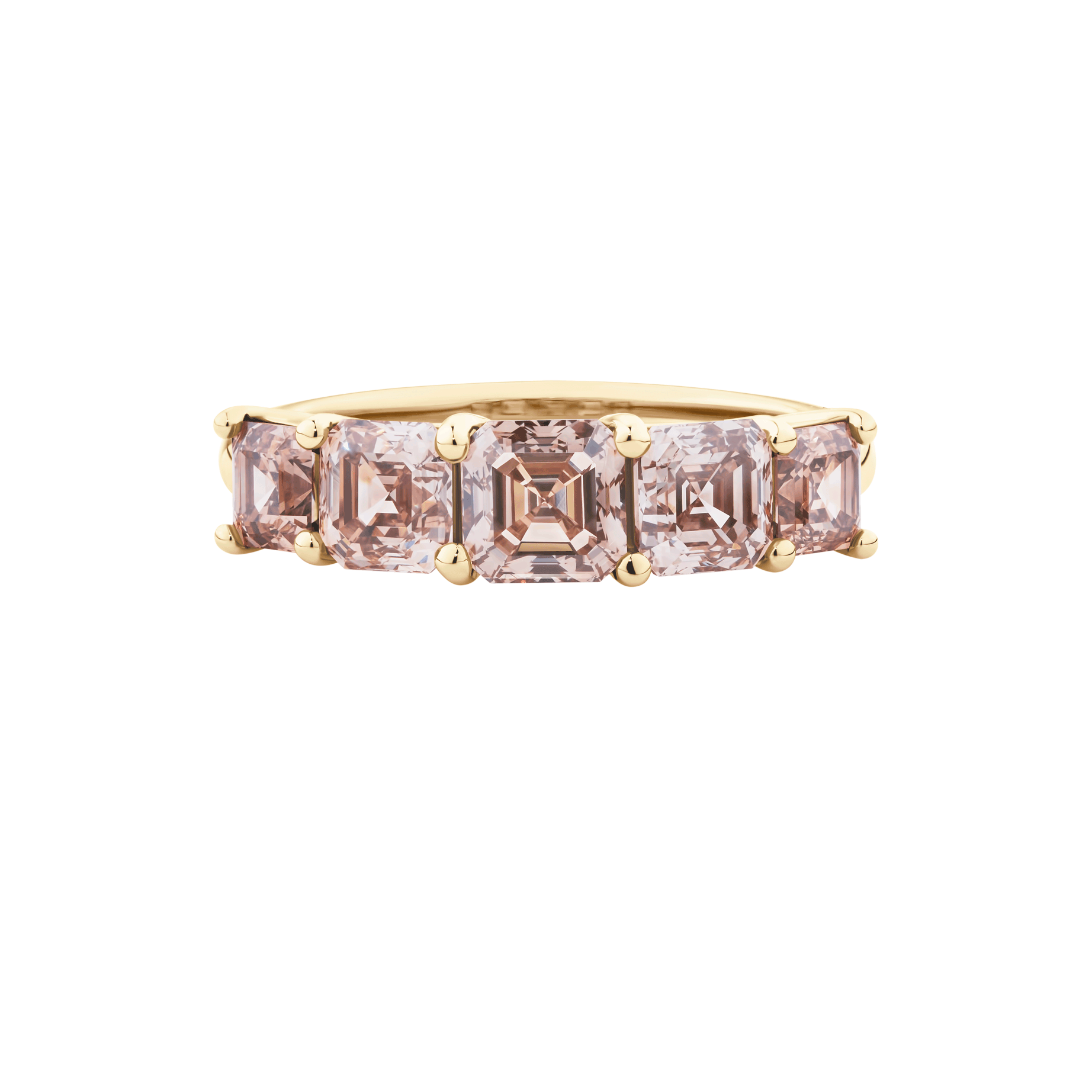 3.43ct Asscher Cut Champagne Diamond Eternity Band