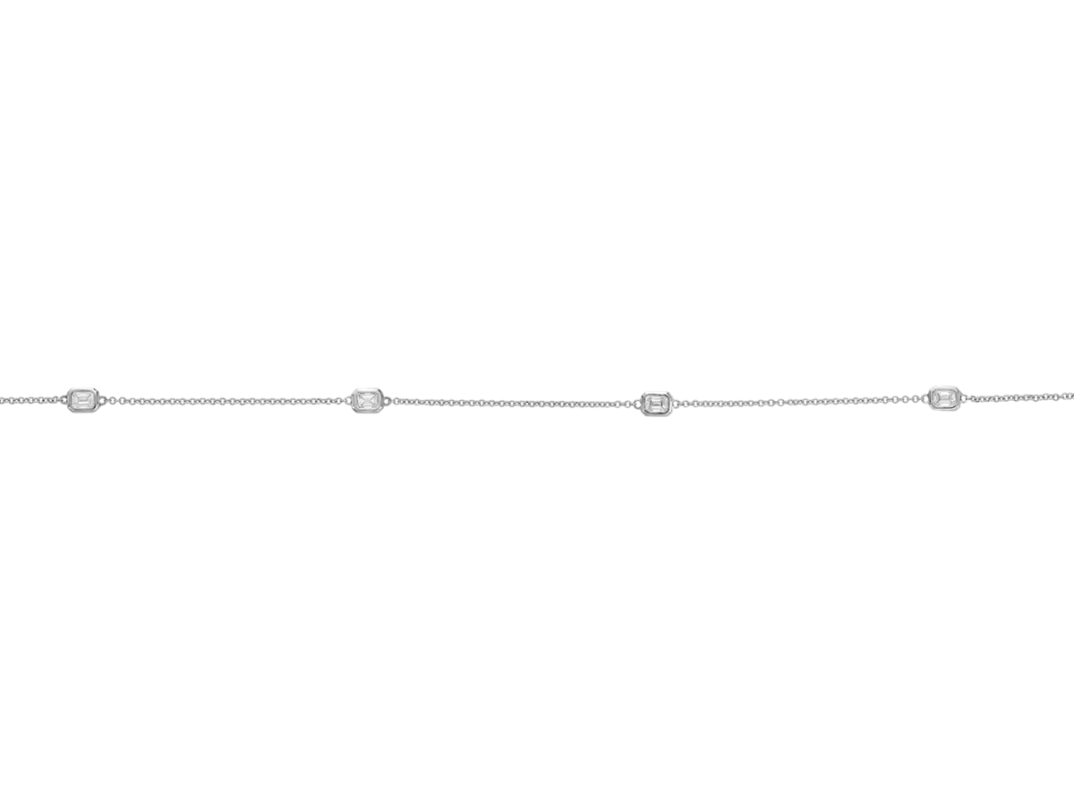 Emerald Cut Diamond Chain Necklace
