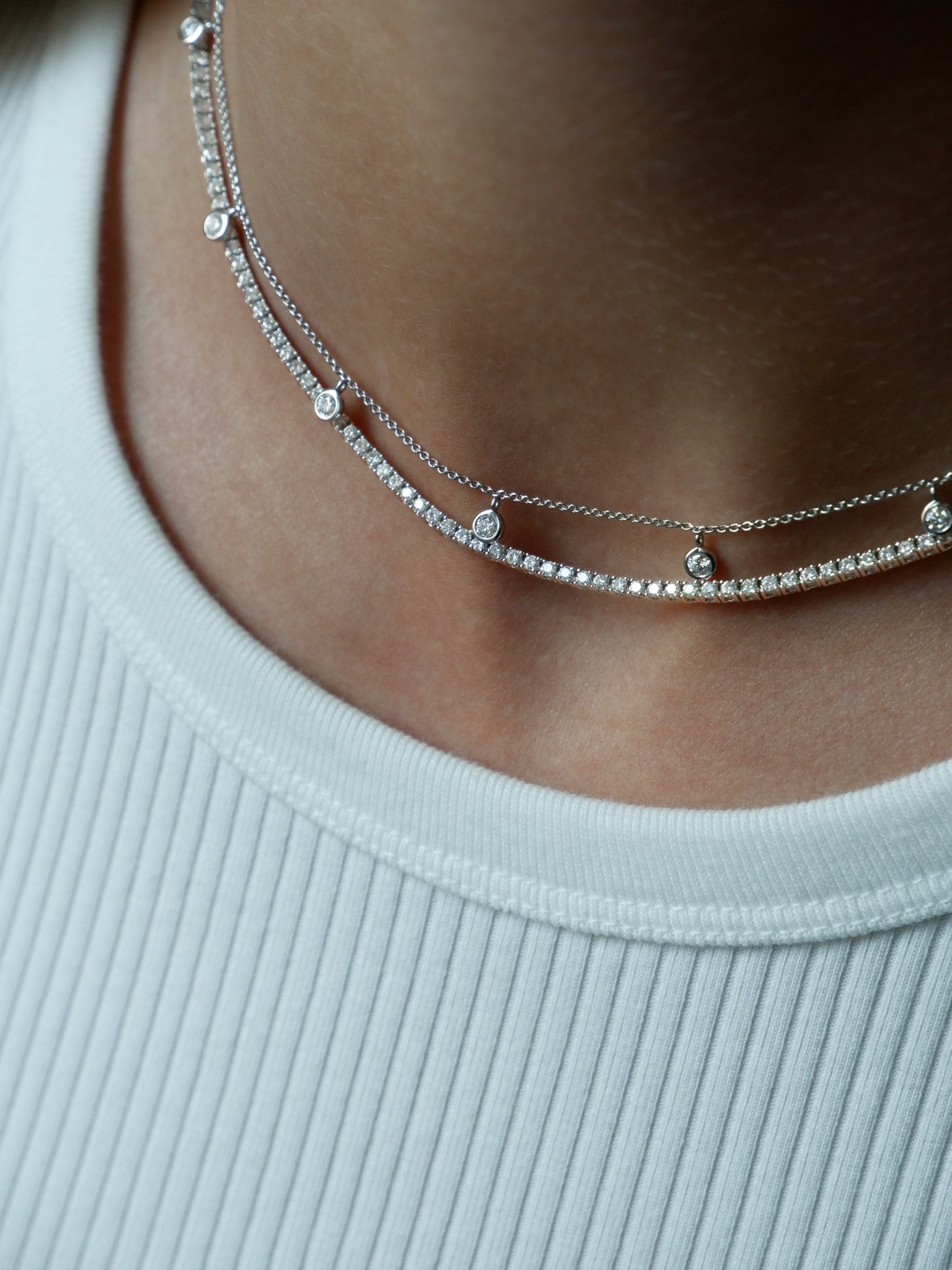 Diamond Drop Necklace | White