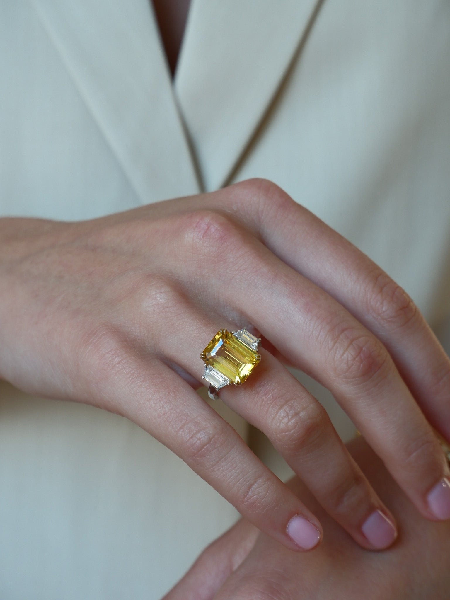 6ct Yellow Sapphire and Diamond Ring
