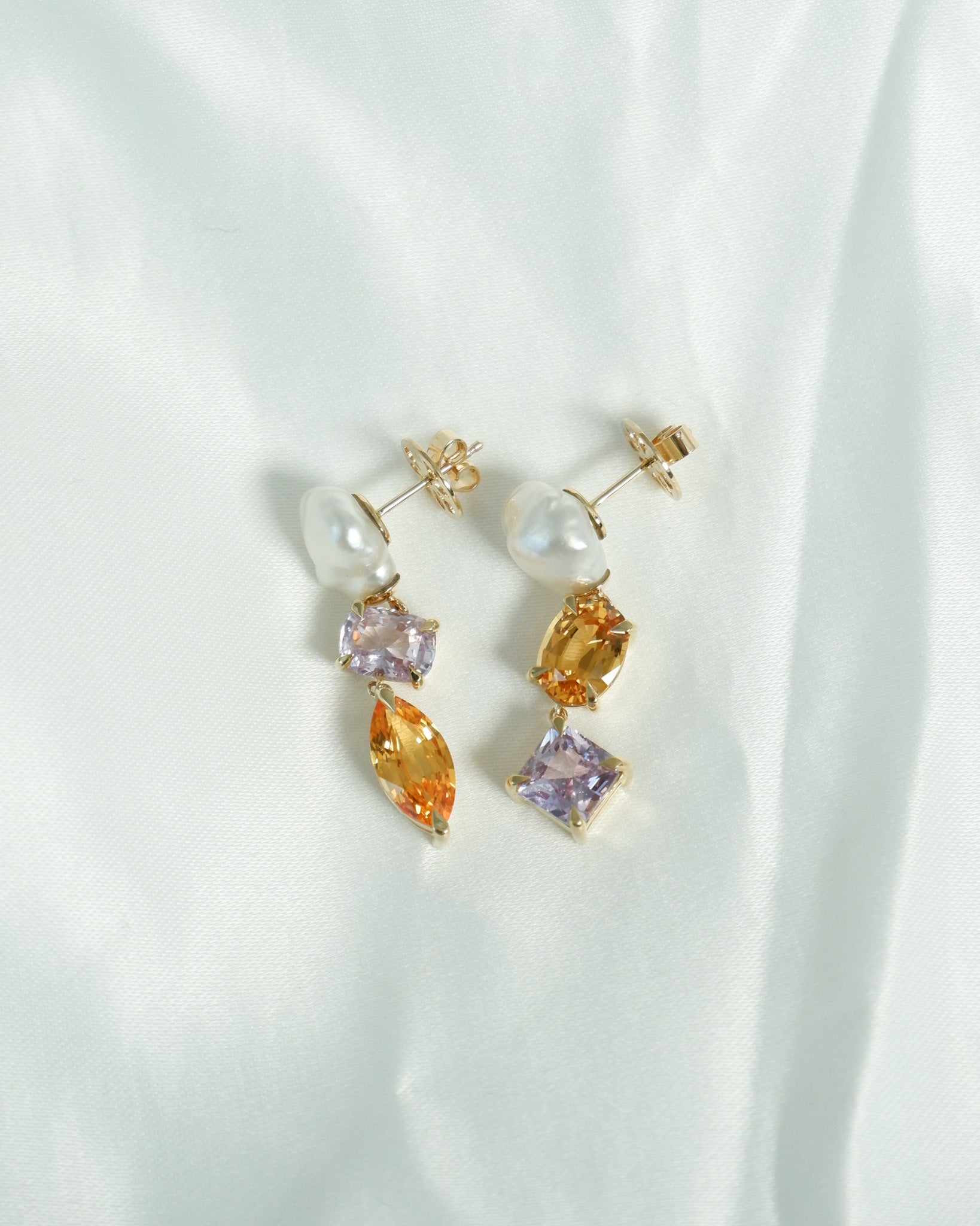 Pastel Sapphire Trio Drop Earrings