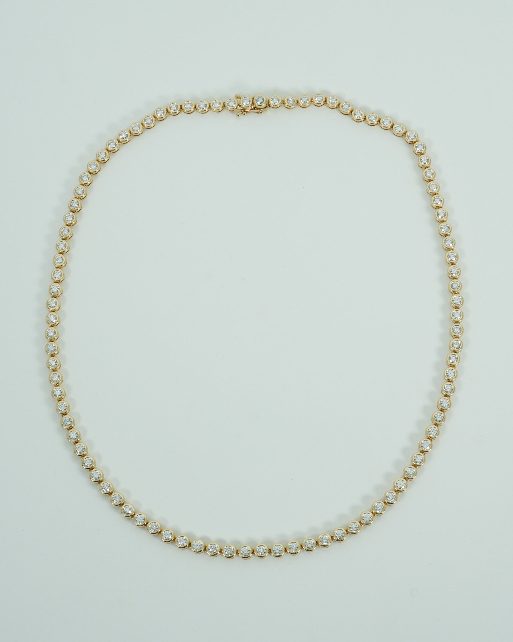 Bezel Set Round Diamond Tennis Necklace