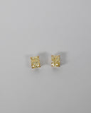 Close up image of the Radiant Cut Yellow Diamond Studs