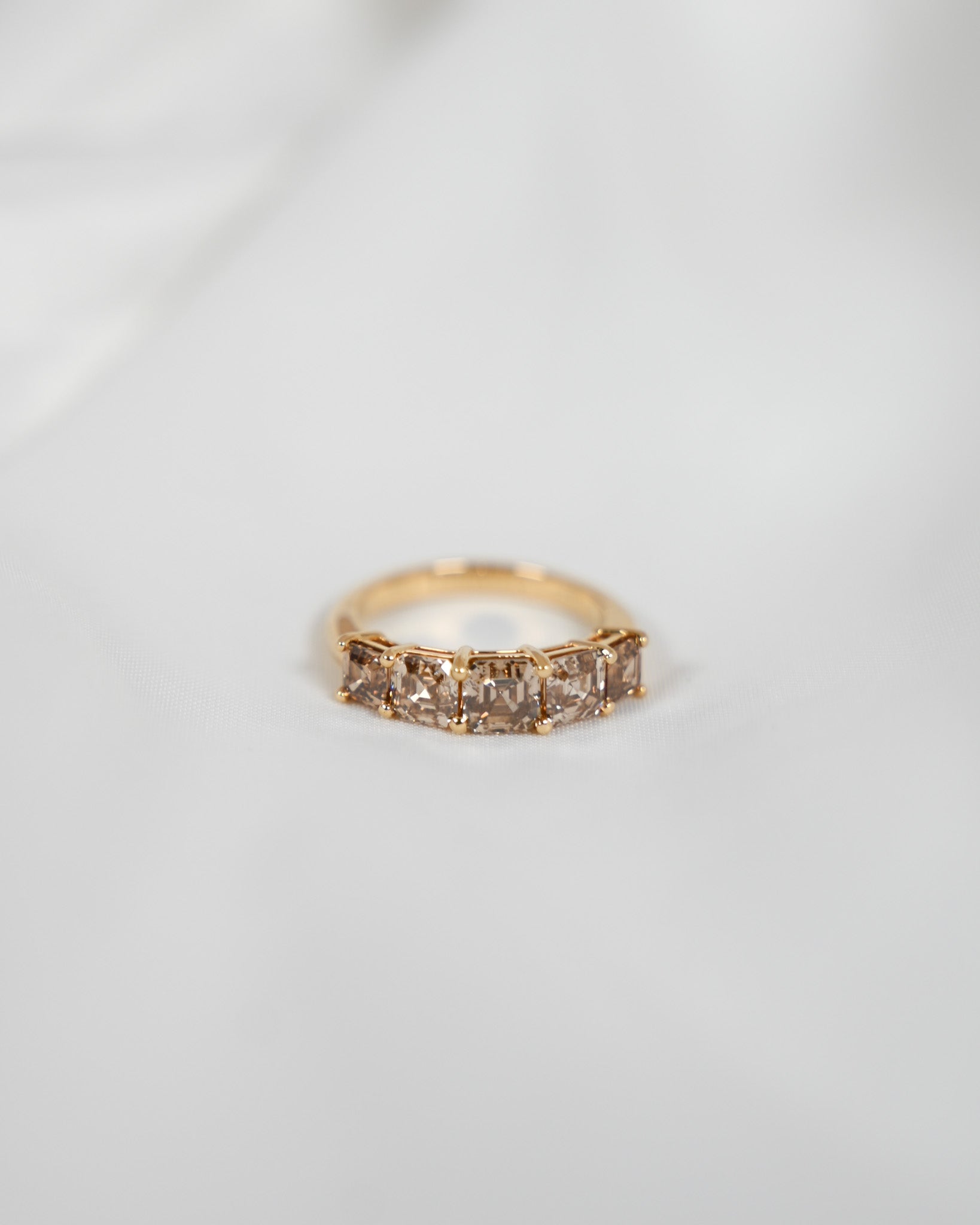 3.43ct Asscher Cut Champagne Diamond Eternity Band