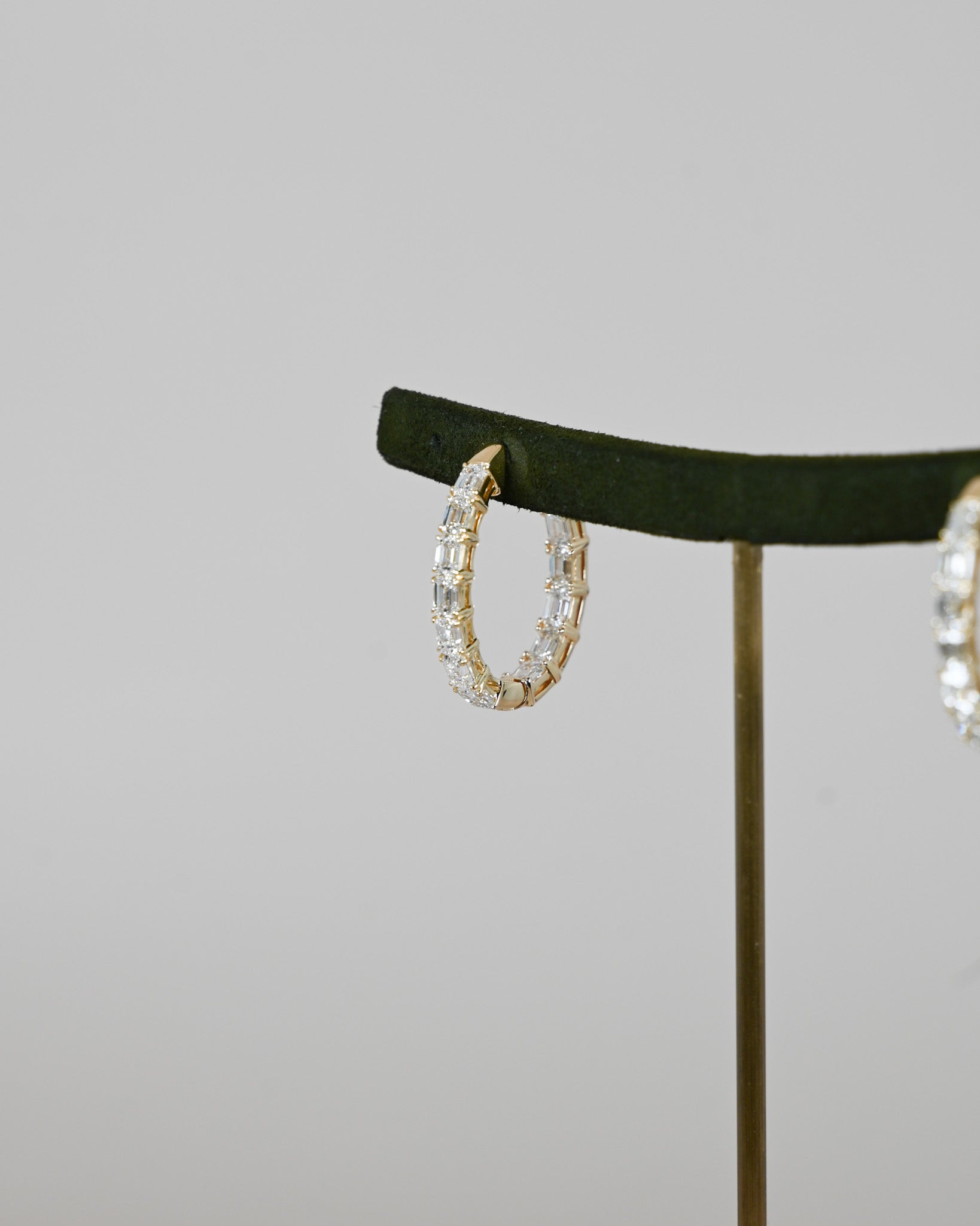 Emerald Cut Diamond Hoops