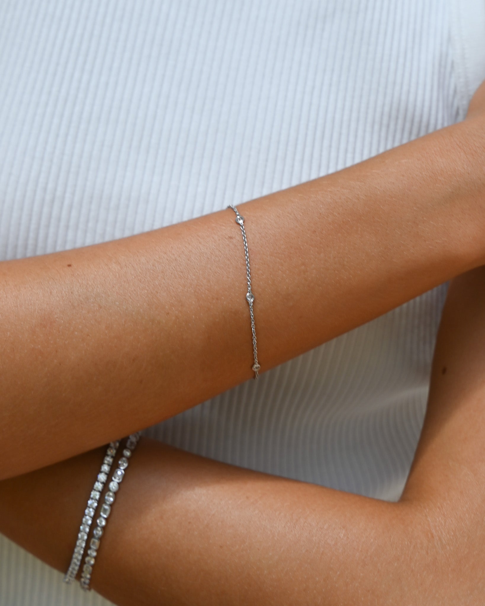 Diamond Chain Bracelet | White