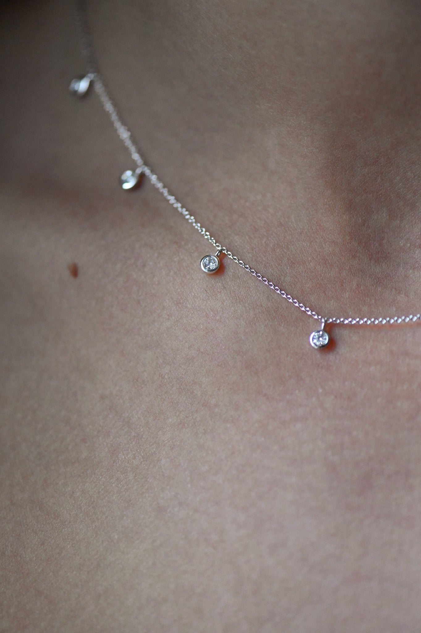Diamond Drop Necklace | White