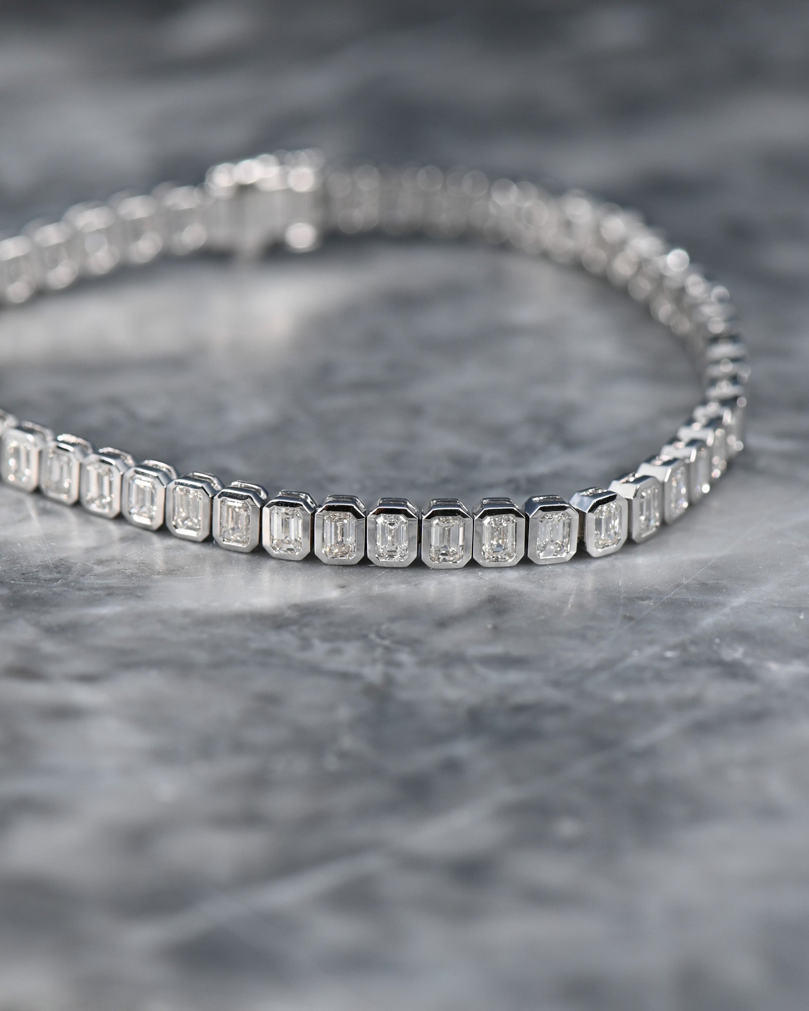 Emerald Cut Diamond Bezel Bracelet