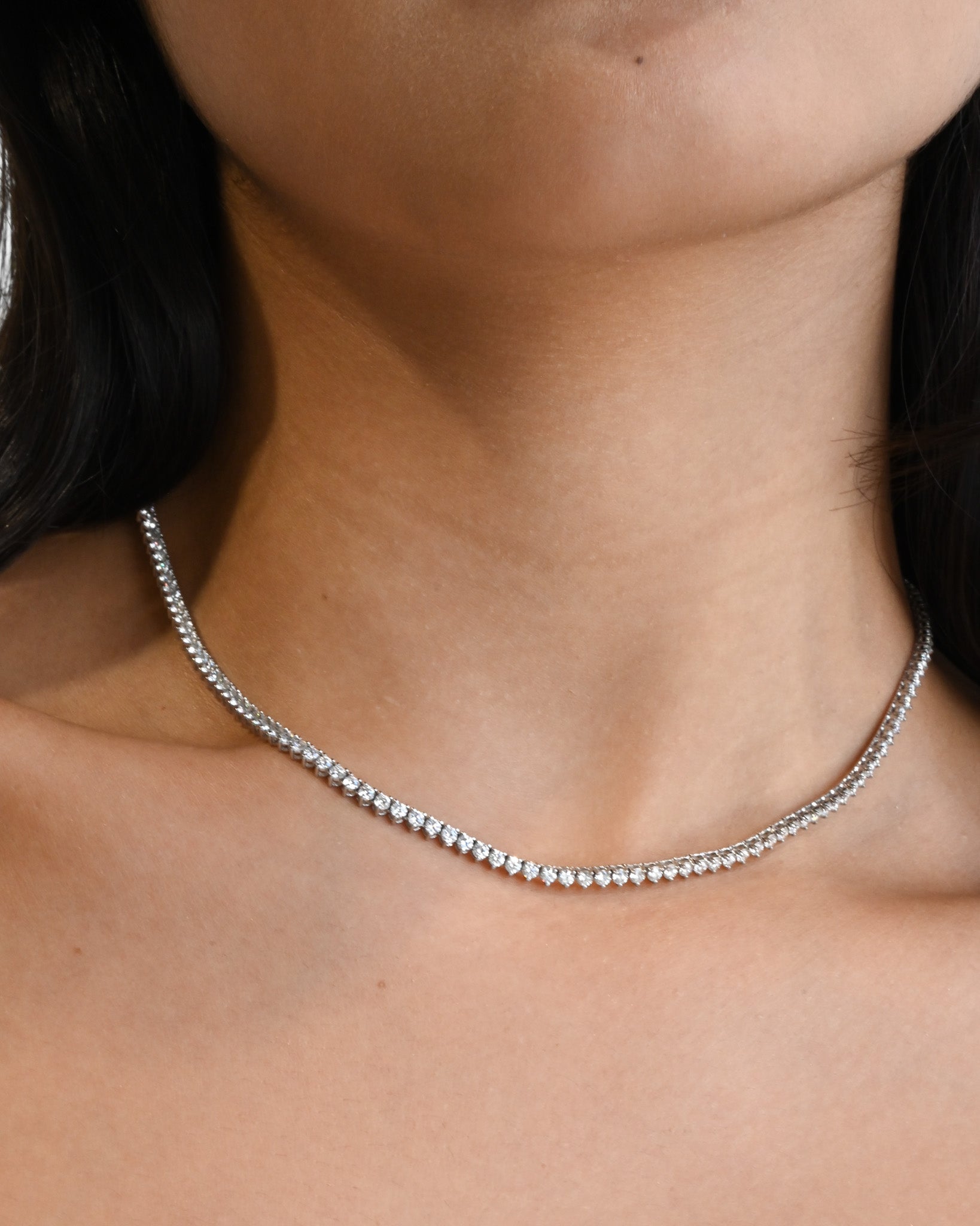Tri Claw Diamond Tennis Necklace
