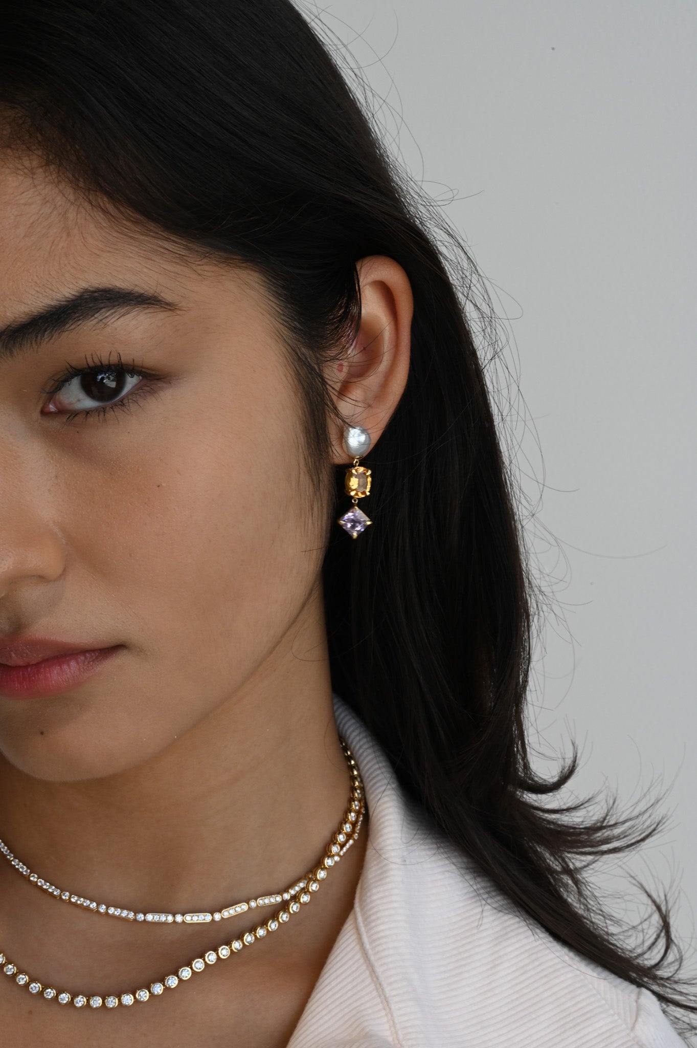 Pastel Sapphire Trio Drop Earrings