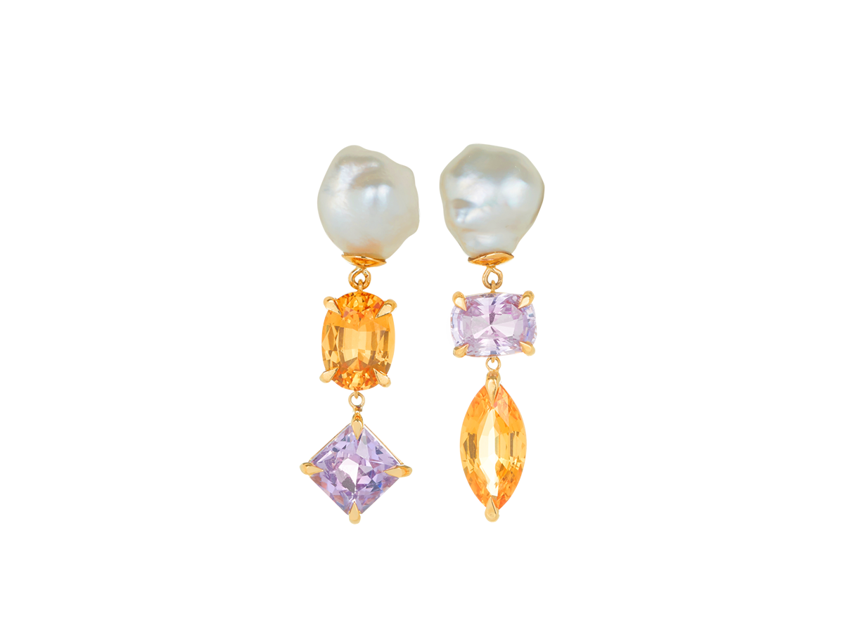 Pastel Sapphire Trio Drop Earrings