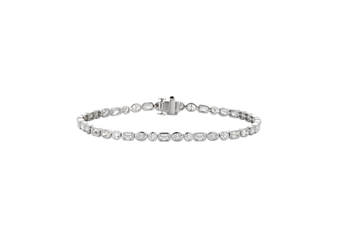 A.G Designer Jeweller custom made alternating tri diamond tennis bracelet in white gold.