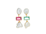 Trio Drop Earrings | Tourmaline and Keshi Pearl