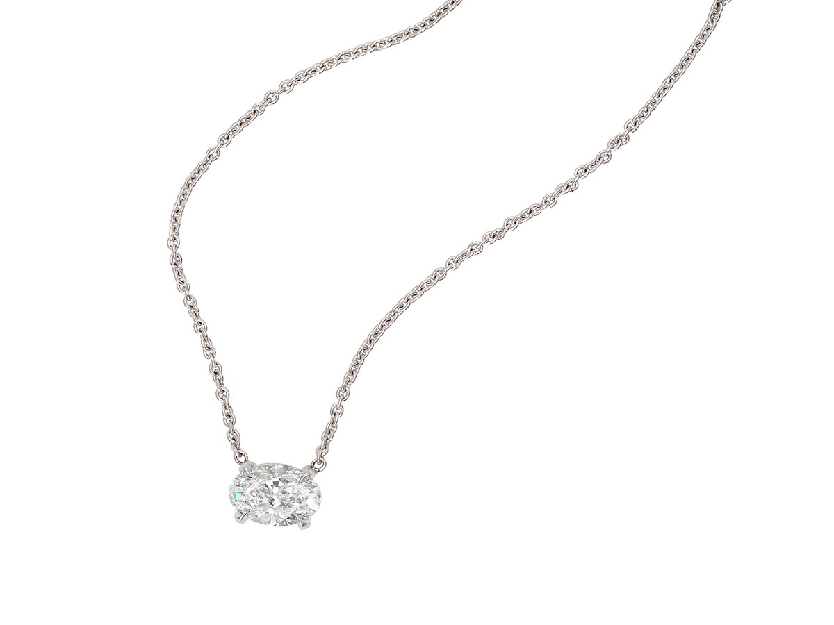 East-West Oval Cut Diamond Pendant