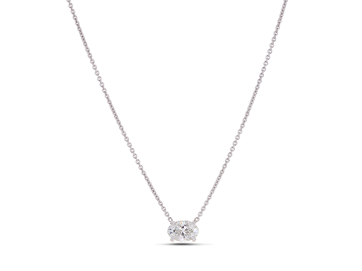 East-West Oval Cut Diamond Pendant