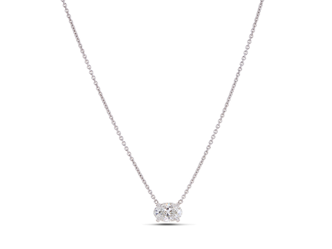 East-West Oval Cut Diamond Pendant