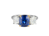 Blue Ceylon Sapphire and Diamond Trilogy Ring