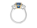 Blue Ceylon Sapphire and Diamond Trilogy Ring