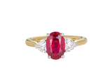 A.G 2.27ct oval cut ruby and heart shape diamond ring