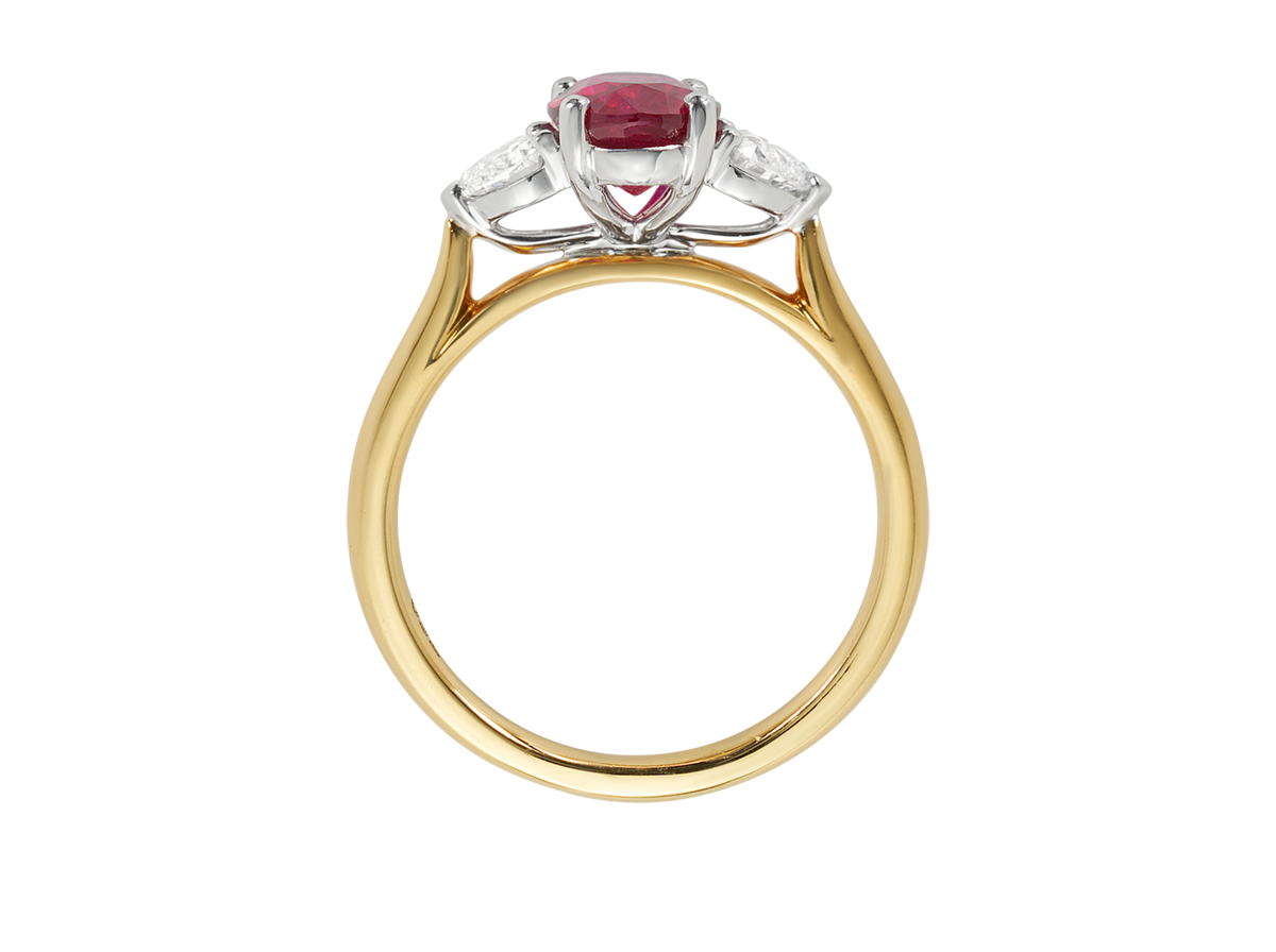A.G 2.27ct oval cut ruby and heart shape diamond ring