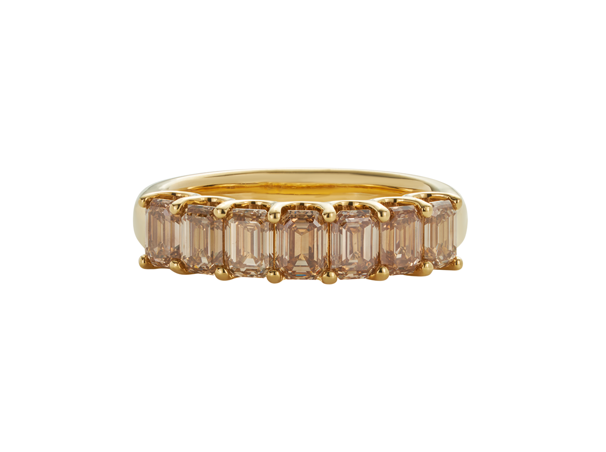 Emerald Cut Champagne Diamond Band
