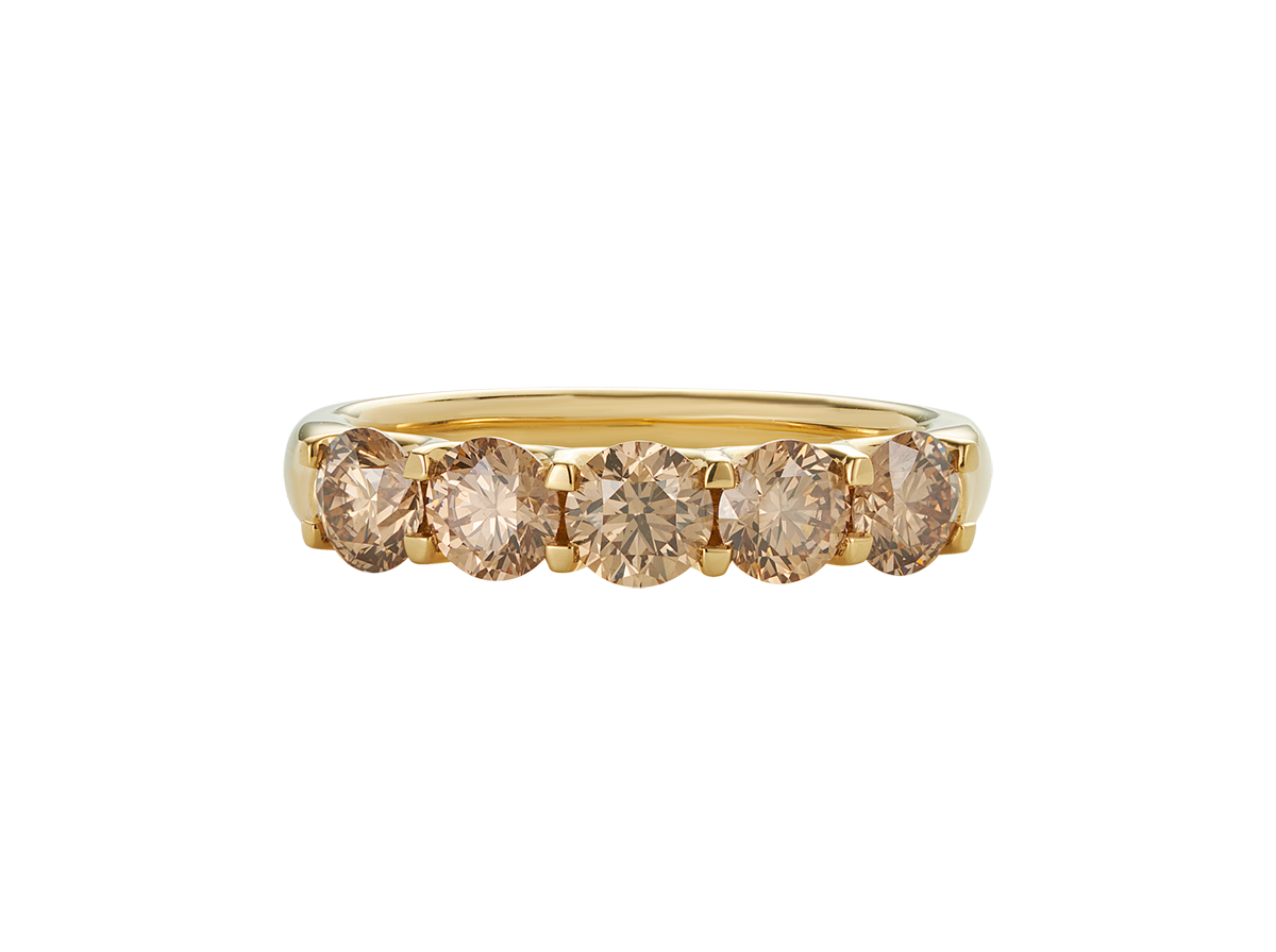 A.G 1.5ct round brilliant cut champagne diamond eternity band.