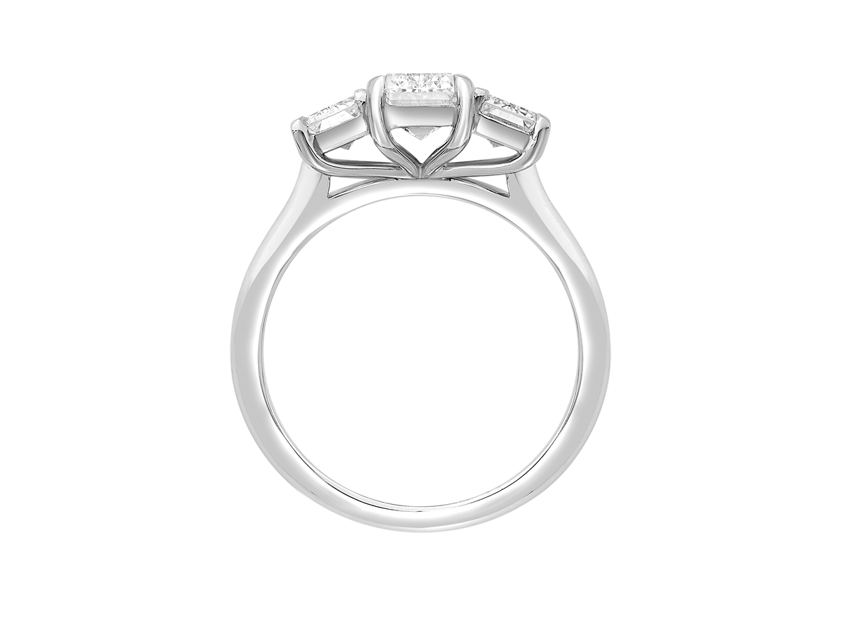 Emerald Cut Trilogy Engagement ring